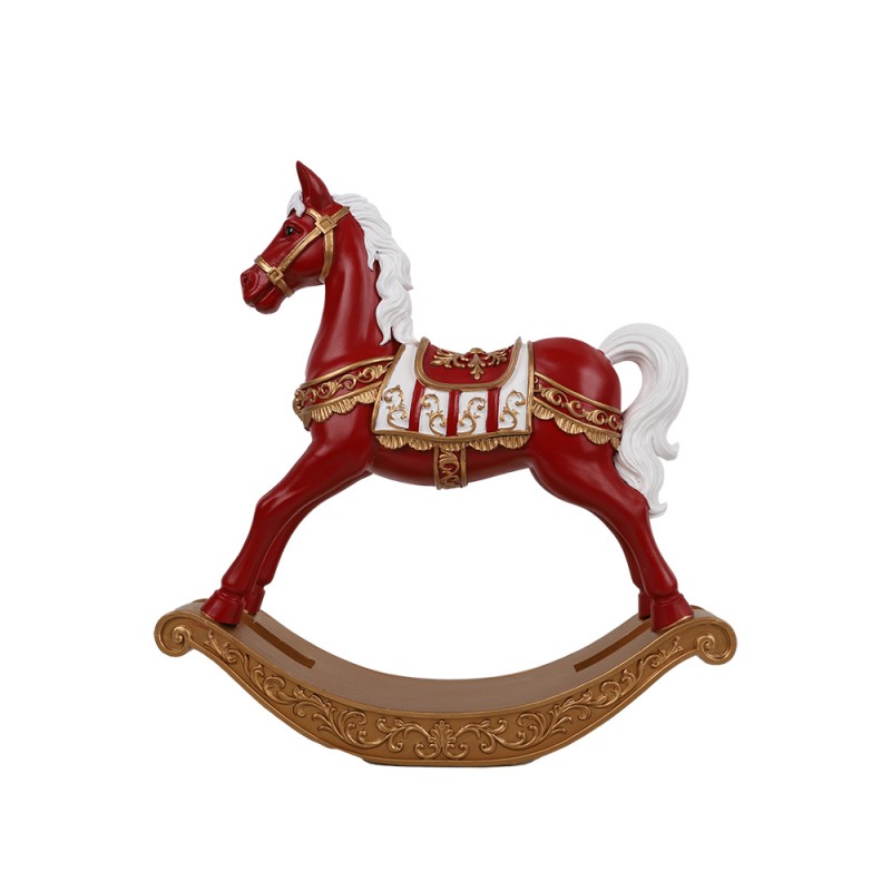 TINSEL ΧΡΙΣΤΟΥΓΕΝΝΙΑΤΙΚΟ ΔΙΑΚΟΣΜΗΤΙΚΟ ΚΟΥΝΙΣΤΟ ΑΛΟΓΟ 30.4x7x31cm POLYRESIN ΚΟΚΚΙΝΟ ΑΣΠΡΟ