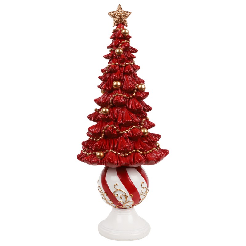 PINE ΧΡΙΣΤΟΥΓΕΝΝΙΑΤΙΚΟ ΔΙΑΚΟΣΜΗΤΙΚΟ ΔΕΝΤΡΟ 12.5x12.5x31.5cm POLYRESIN ΚΟΚΚΙΝΟ ΑΣΠΡΟ