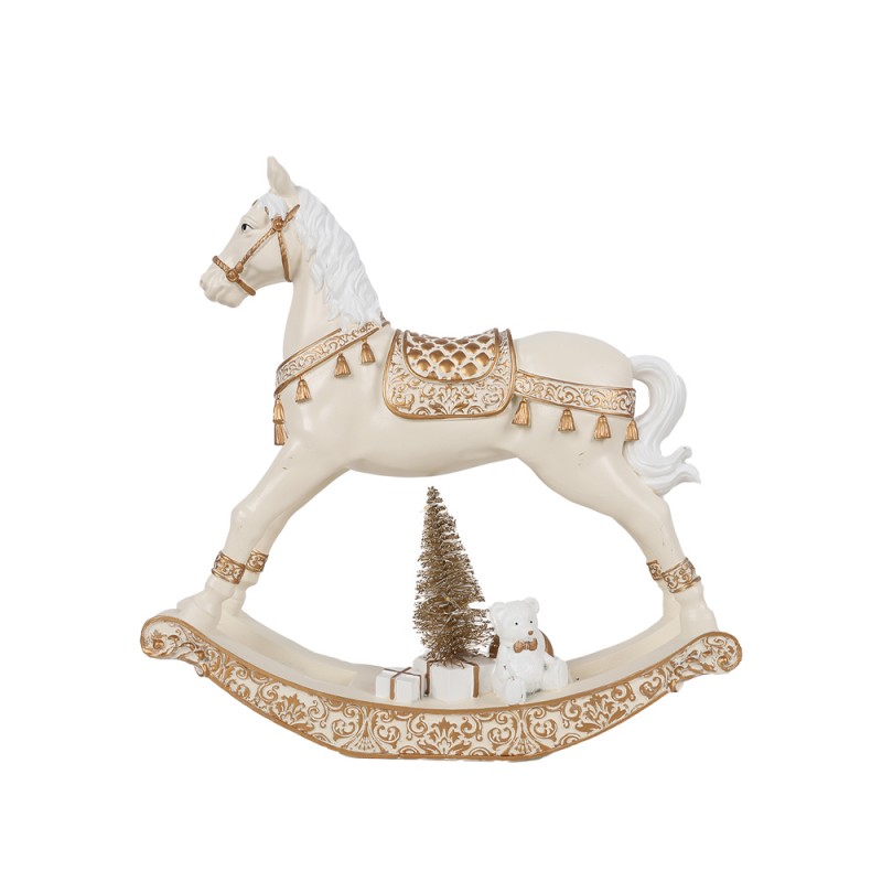 TINSEL ΧΡΙΣΤΟΥΓΕΝΝΙΑΤΙΚΟ ΔΙΑΚΟΣΜΗΤΙΚΟ ΚΟΥΝΙΣΤΟ ΑΛΟΓΟ 29.5x7x29.5cm POLYRESIN ΑΣΠΡΟ ΧΡΥΣΟ