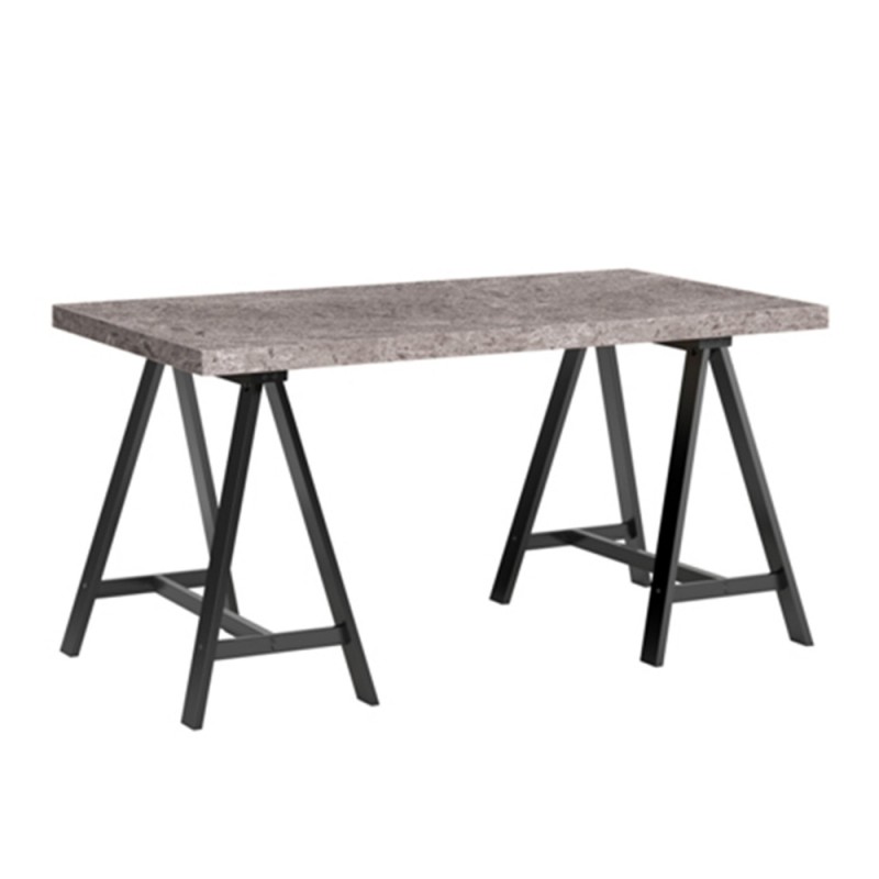 CAVALLETTO ΓΡΑΦΕΙΟ CEMENT ΜΑΥΡΟ 140x75xH74cm