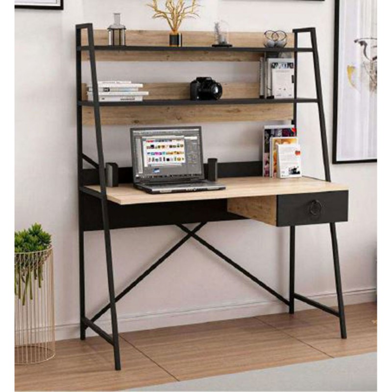 ATRIUM ΓΡΑΦΕΙΟ 1ΣΥΡΤΑΡΙ SONOMA ΜΑΥΡΟ ΠΕΤΡΑ 125x55xH150cm