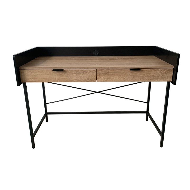 HOMI ΓΡΑΦΕΙΟ 2ΣΥΡΤΑΡΙΑ ΦΥΣΙΚΟ ΜΑΥΡΟ 123x60xH86cm