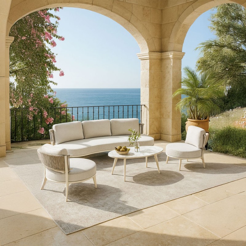 LA LUNA ΣΑΛΟΝΙ SET 1+2+1 OFF WHITE