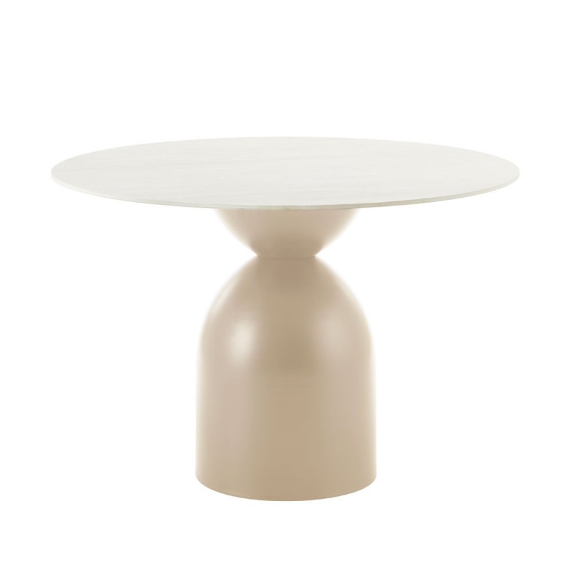 EARTH ΤΡΑΠΕΖΙ ΛΕΥΚΟ ΜΕ ΟΨΗ ΜΑΡΜΑΡΟΥ 110x110x75cm