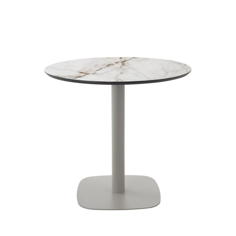 UNO ΤΡΑΠΕΖΙ ΛΕΥΚΟ ΜΕ ΟΨΗ ΜΑΡΜΑΡΟΥ ΓΚΡΙ 80x80x74cm