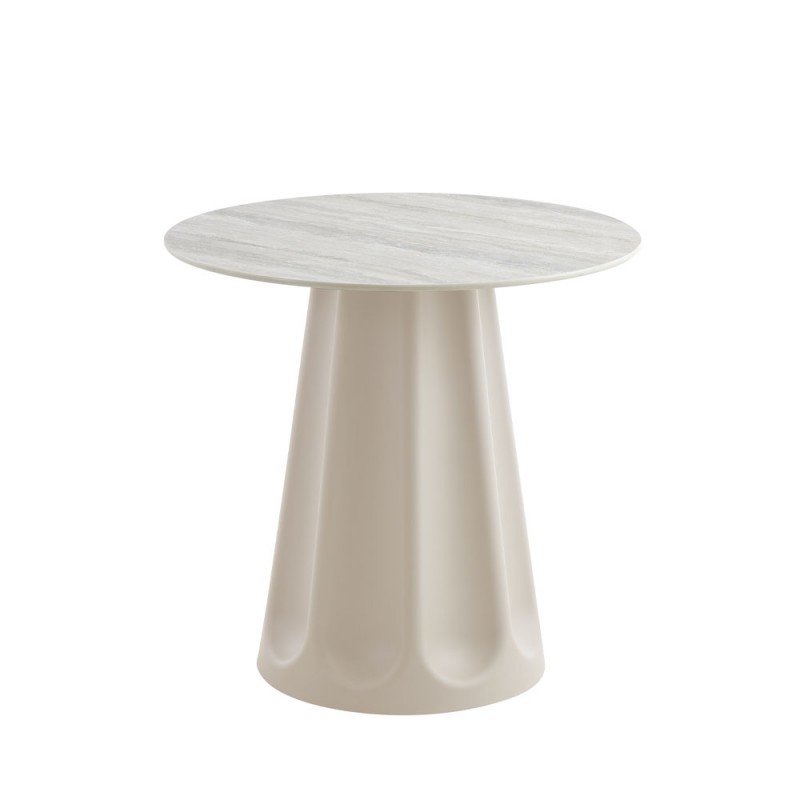 VELLUM ΤΡΑΠΕΖΙ ΛΕΥΚΟ ΜΕ ΟΨΗ ΜΑΡΜΑΡΟΥ 80x80x76.5cm