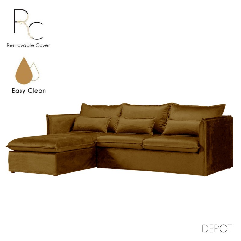 ONE   ONLY ΚΑΝΑΠΕΣ ΓΩΝΙΑ ΑΡΙΣΤΕΡΗ GOLD 258x196xH84,7cm