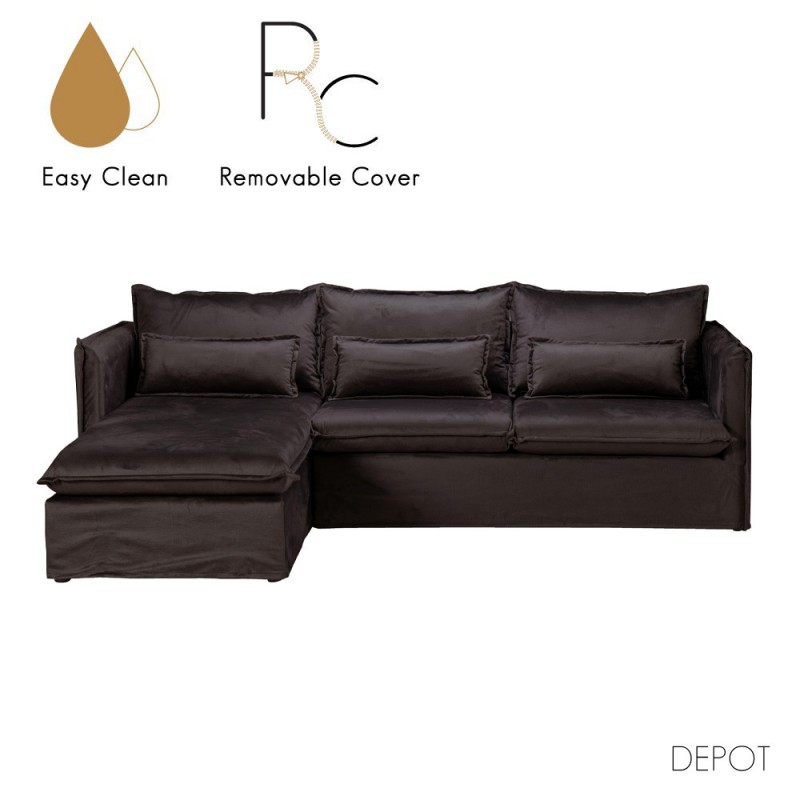 ONE   ONLY ΚΑΝΑΠΕΣ ΓΩΝΙΑ ΑΡΙΣΤΕΡΗ ΓΚΡΙ 258x196xH847cm