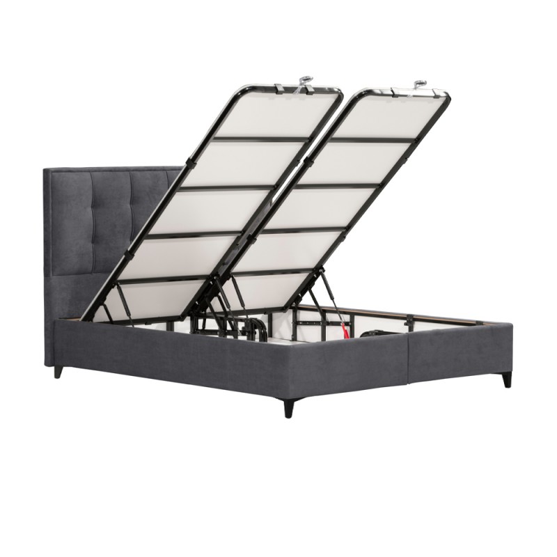 PIANO ΚΡΕΒΑΤΙ ΜΕ ΑΠΟΘΗΚ. ΧΩΡΟ (ΓΙΑ ΣΤΡΩΜΑ 160x200cm) ΓΚΡΙ 07-780 207x160xH115cm