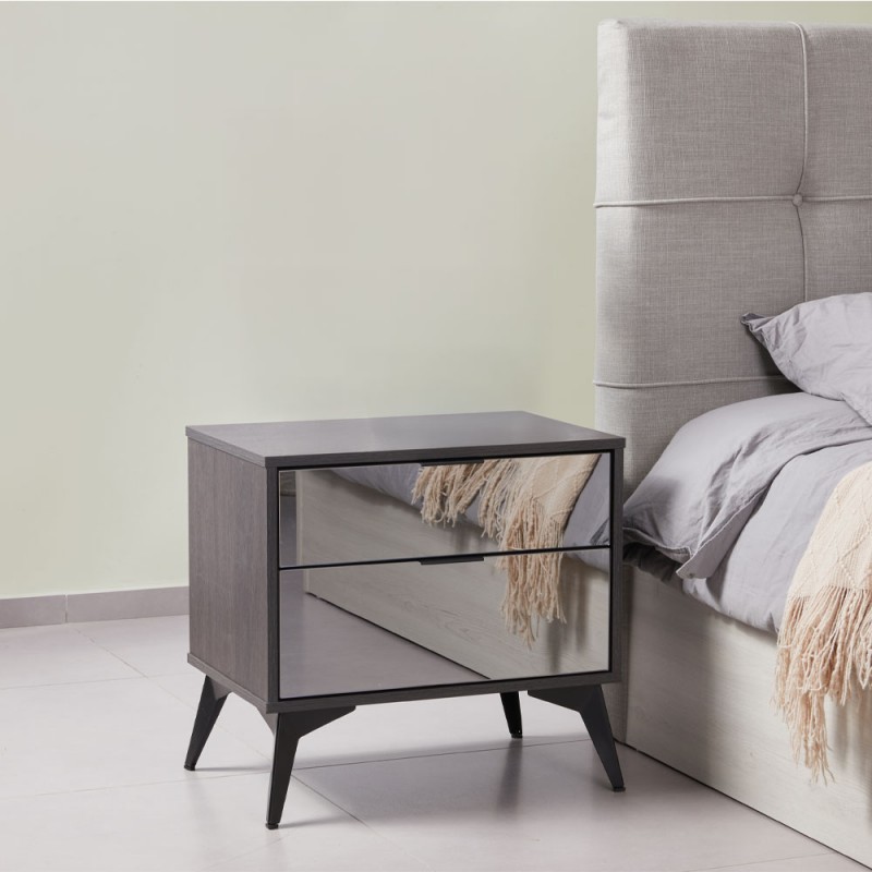 SPECCHIO ΚΟΜΟΔΙΝΟ 2ΣΥΡΤΑΡΙΑ ΜΑΥΡΟ OAK ΚΑΘΡΕΠΤΗΣ 58x39xH55cm