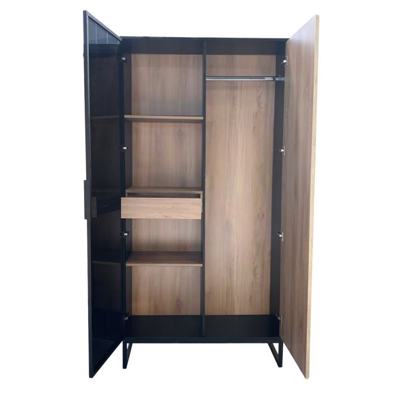 MYSTERY ΝΤΟΥΛΑΠΑ 2ΠΟΡΤΕΣ ΦΥΣΙΚΟ ΣΚΟΥΡΟ ΜΑΥΡΟ 104x39x210