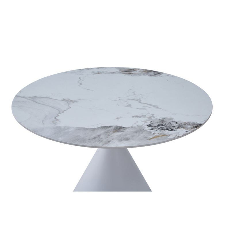 ATRIUM ΤΡΑΠΕΖΙ ΛΕΥΚΟ ΜΕ ΟΨΗ ΜΑΡΜΑΡΟΥ 110x110x76