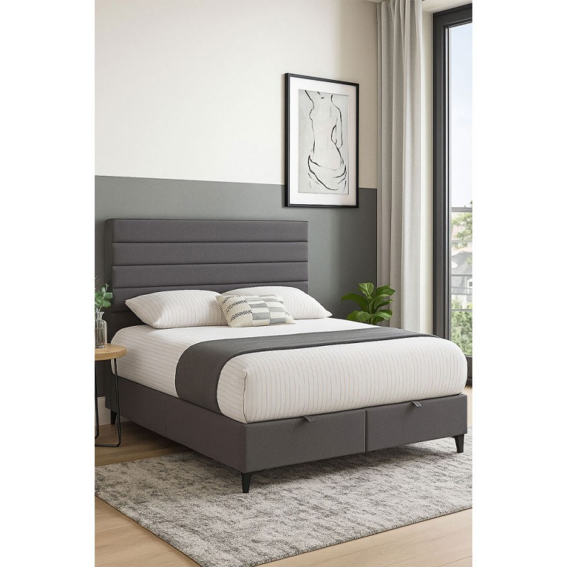 UTOPIA ΚΡΕΒΑΤΙ ΜΕ ΑΠΟΘΗΚ. ΧΩΡΟ ΚΑΙ ΣΤΡΩΜΑ ΓΚΡΙ 34-900 207x160x115