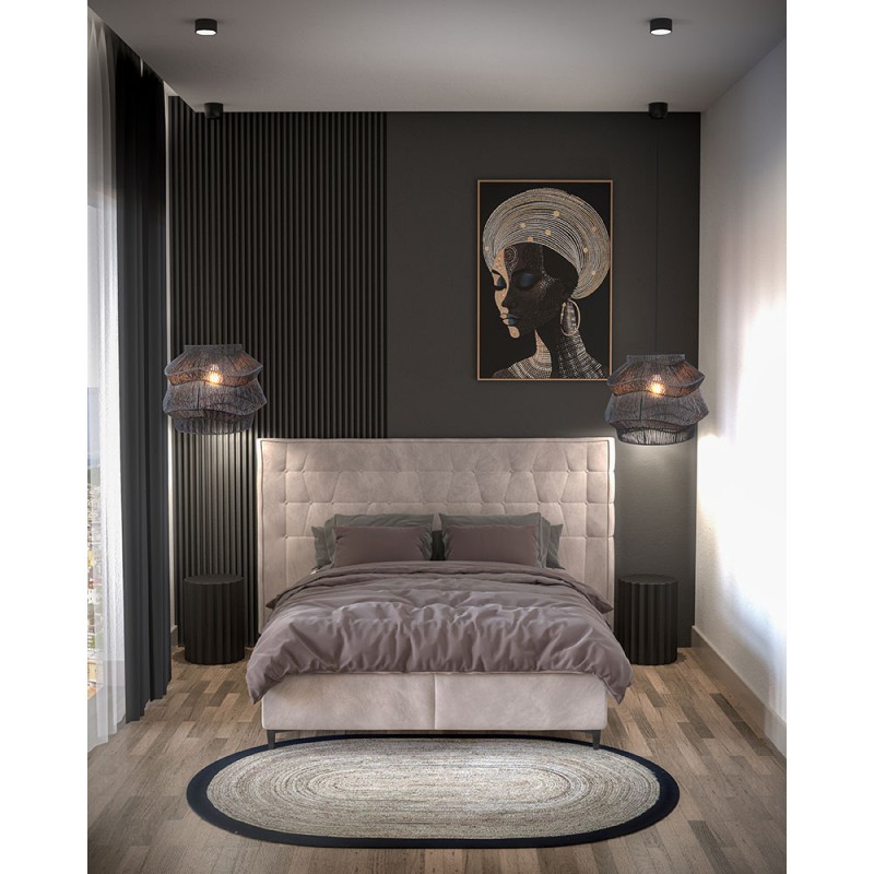 SHYLA ΧΑΛΙ ΣΑΛΟΝΙΟΥ ΟΒΑΛ 140x210cm ΓΙΟΥΤΑ ΦΥΣΙΚΟ ΜΑΥΡΟ ΒΑΜΒΑΚΙ