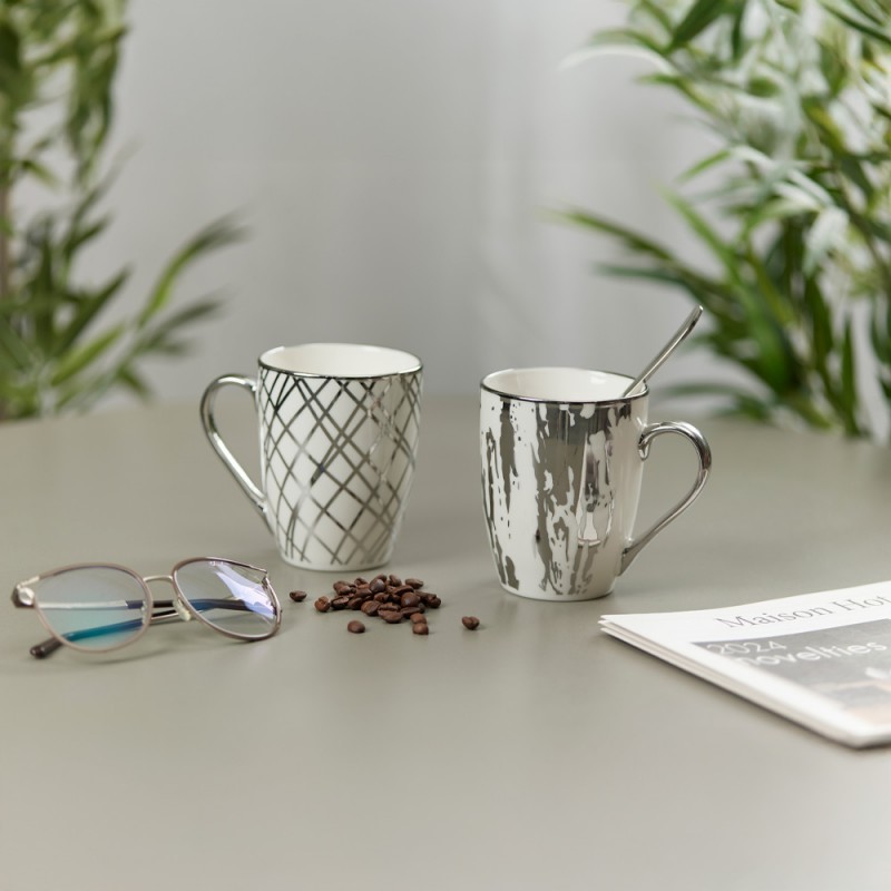 CHIC ΚΟΥΠΑ 8x8x11cm NEW BONE CHINA ΛΕΥΚΟ SILVER