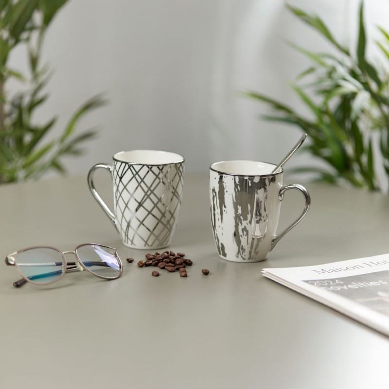 CHIC ΚΟΥΠΑ 8x8x11cm NEW BONE CHINA ΛΕΥΚΟ SILVER