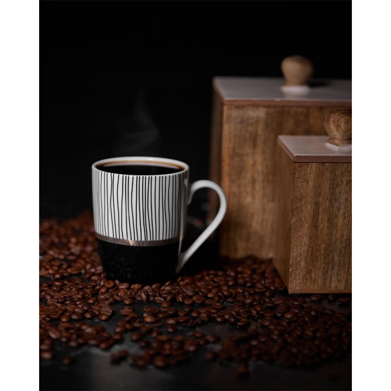 CITY ΚΟΥΠΑ 8x8x11cm NEW BONE CHINA ΛΕΥΚΟ ΜΑΥΡΟ ΧΡΥΣΟ