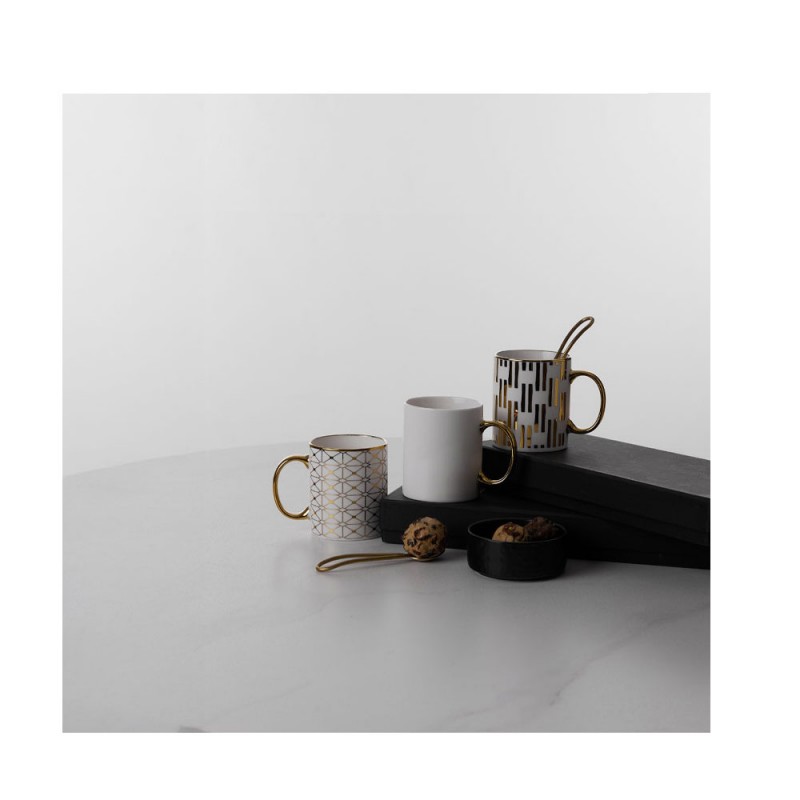 GOLDIE ΚΟΥΠΑ 8x8x10cm NEW BONE CHINA ΛΕΥΚΟ ΧΡΥΣΟ