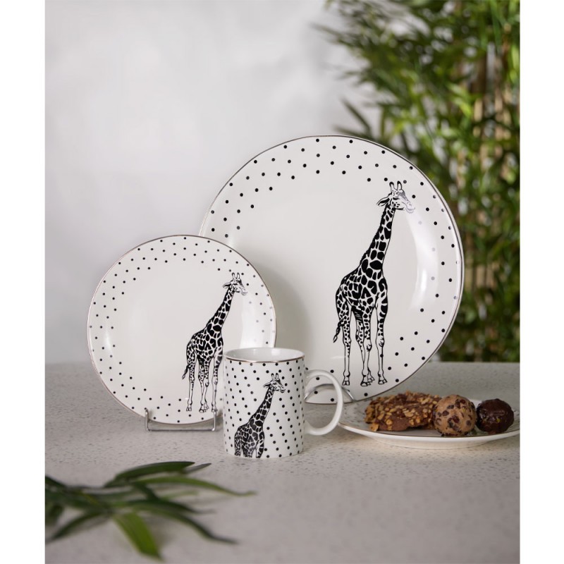 AFRICA ΚΟΥΠΑ ΚΑΜΗΛΟΠΑΡΔΑΛΗ 8x8x10cm NEW BONE CHINA ΛΕΥΚΟ ΜΑΥΡΟ ΧΡΥΣΟ