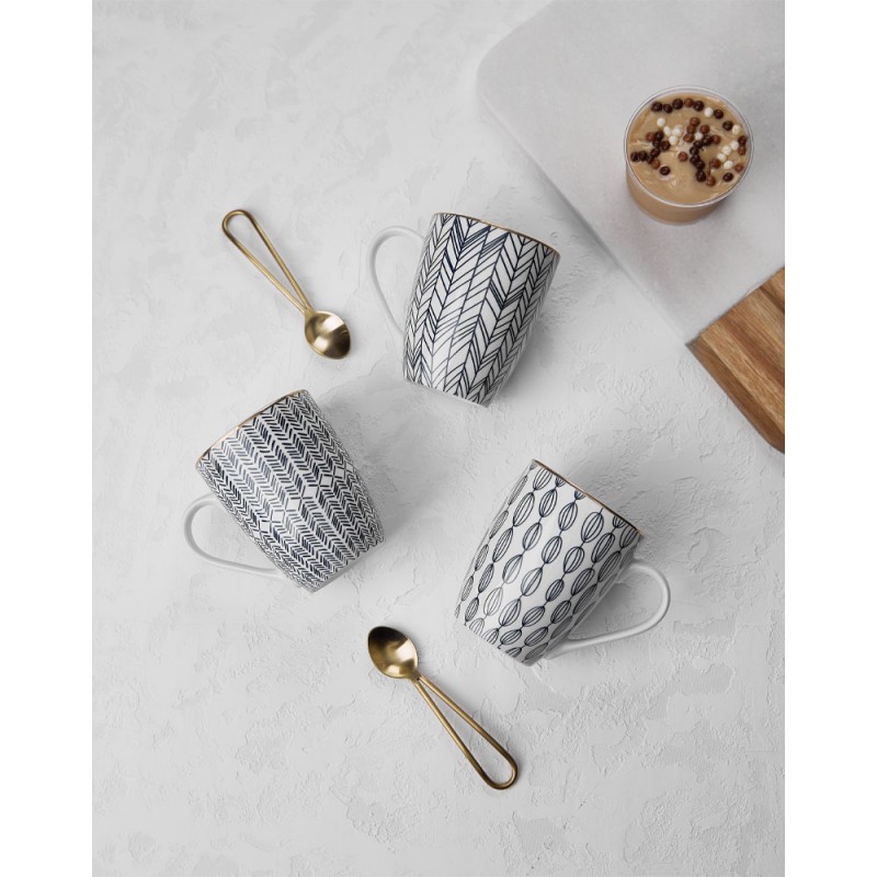 ALL TIME ΚΟΥΠΑ 8x8x11cm NEW BONE CHINA ΛΕΥΚΟ ΜΠΛΕ ΧΡΥΣΟ