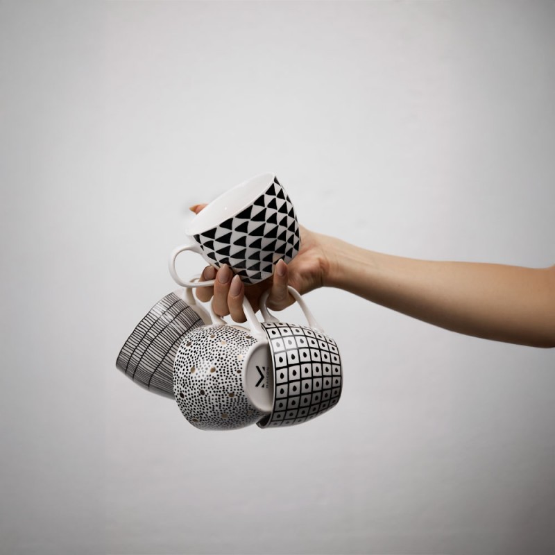 SERAX ΚΟΥΠΑ 11x11x8cm NEW BONE CHINA ΛΕΥΚΟ ΜΑΥΡΟ