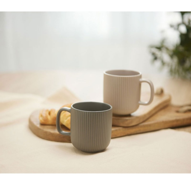 ORIGO ΚΟΥΠΑ 9x9x10cm NEW BONE CHINA ΓΚΡΙ ΣΚΟΥΡΟ