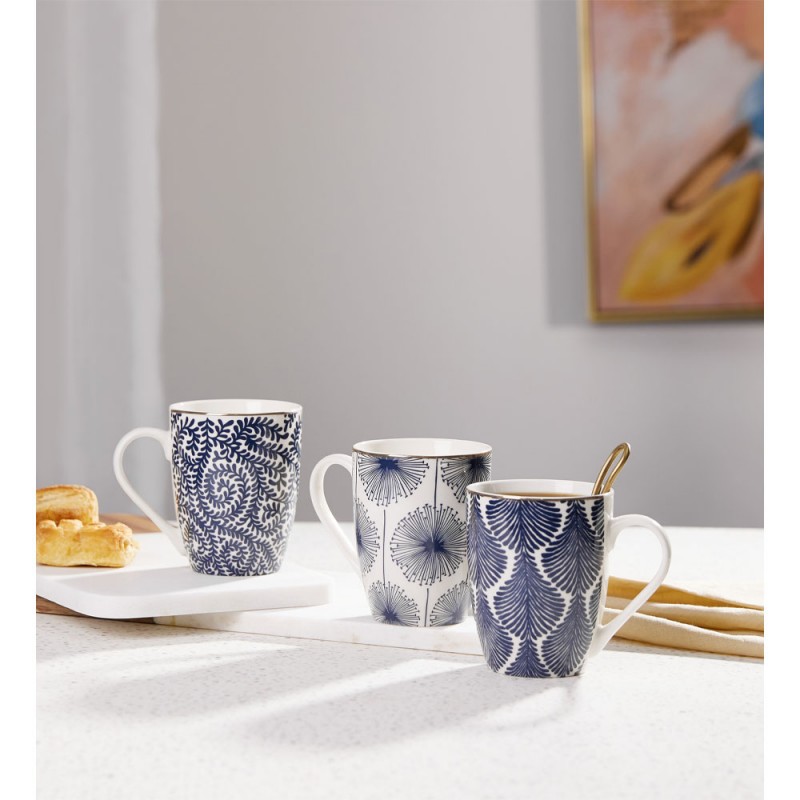 FLEUR ΚΟΥΠΑ 8x8x11cm NEW BONE CHINA ΛΕΥΚΟ ΜΠΛΕ ΧΡΥΣΟ