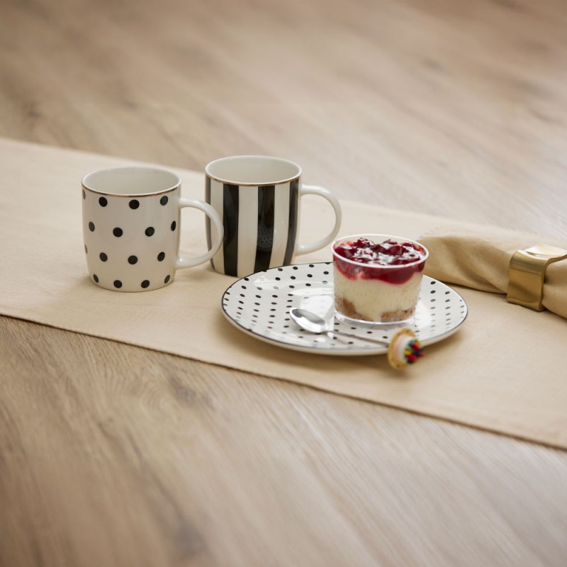 JOLIE ROMBUS ΚΟΥΠΑ 9x9x9cm NEW BONE CHINA ΛΕΥΚΟ ΜΑΥΡΟ ΧΡΥΣΟ