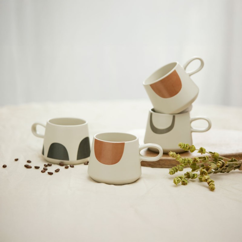 SCANDI ΚΟΥΠΑ 8x8x8cm NEW BONE CHINA ΛΕΥΚΟ ΓΚΡΙ ΑΝΟΙΧΤΟ