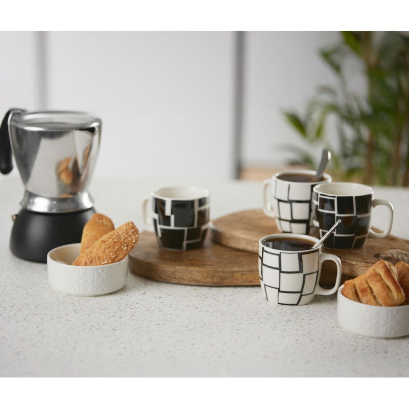 PREMIUM ΚΟΥΠΑ ESPRESSO SET 4ΤΜΧ NEW BONE CHINA ΛΕΥΚΟ ΜΑΥΡΟ