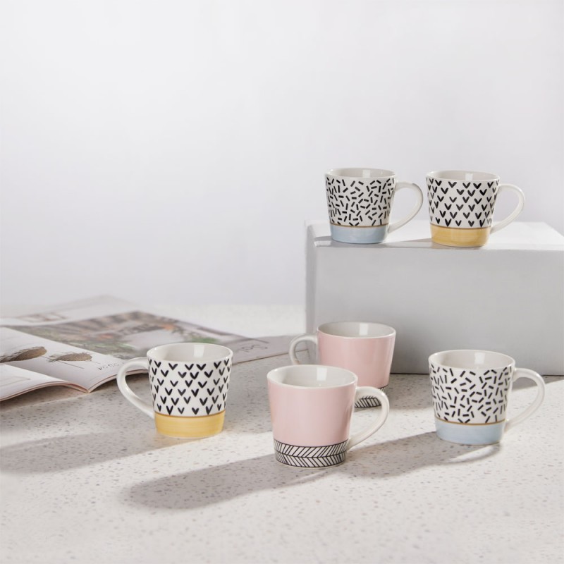 HAPPY ΚΟΥΠΑ ESPRESSO SET 6ΤΜΧ NEW BONE CHINA ΠΟΛΥΧΡΩΜΟ