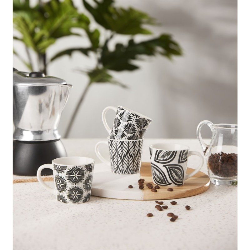 FLORIS ΚΟΥΠΑ ESPRESSO SET 4ΤΜΧ NEW BONE CHINA ΛΕΥΚΟ ΜΑΥΡΟ