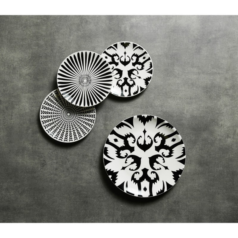 THYME ΠΙΑΤΟ ΓΛΥΚΟΥ SET 7ΤΜΧ 30x30x3cm NEW BONE CHINA ΛΕΥΚΟ ΜΑΥΡΟ