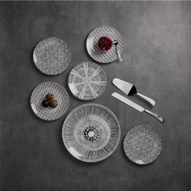 SERAX ΠΙΑΤΟ ΓΛΥΚΟΥ SET 7ΤΜΧ 30x30x3cm NEW BONE CHINA ΛΕΥΚΟ ΜΑΥΡΟ