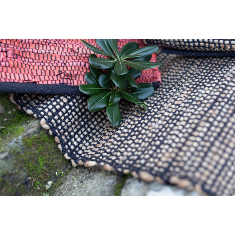 EARTH ΧΑΛΙ ΔΙΑΔΡΟΜΟΥ 70x150cm ΓΙΟΥΤΑ ΜΠΕΖ ΜΑΥΡΟ ΒΑΜΒΑΚΙ