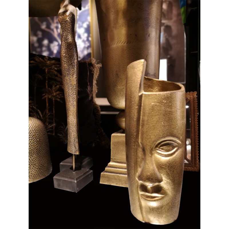 KEREN ΒΑΖΟ 10x10x25cm ΑΛΟΥΜΙΝΙΟ ΧΡΥΣΟ ΑΝΤΙΚΕ