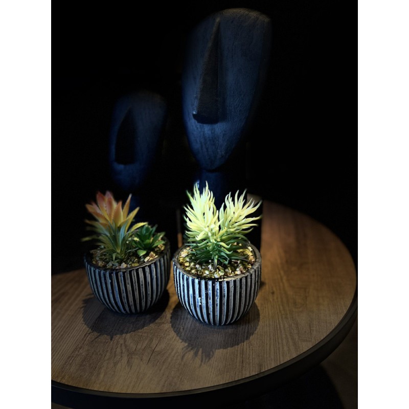 LAKHSMI 3 ΦΥΤΟ ΤΕΧΝΗΤΟ ΣΕ ΚΑΣΠΩ 13x13x18.5cm POLYRESIN ΜΑΥΡΟ ΛΕΥΚΟ ΠΡΑΣΙΝΟ