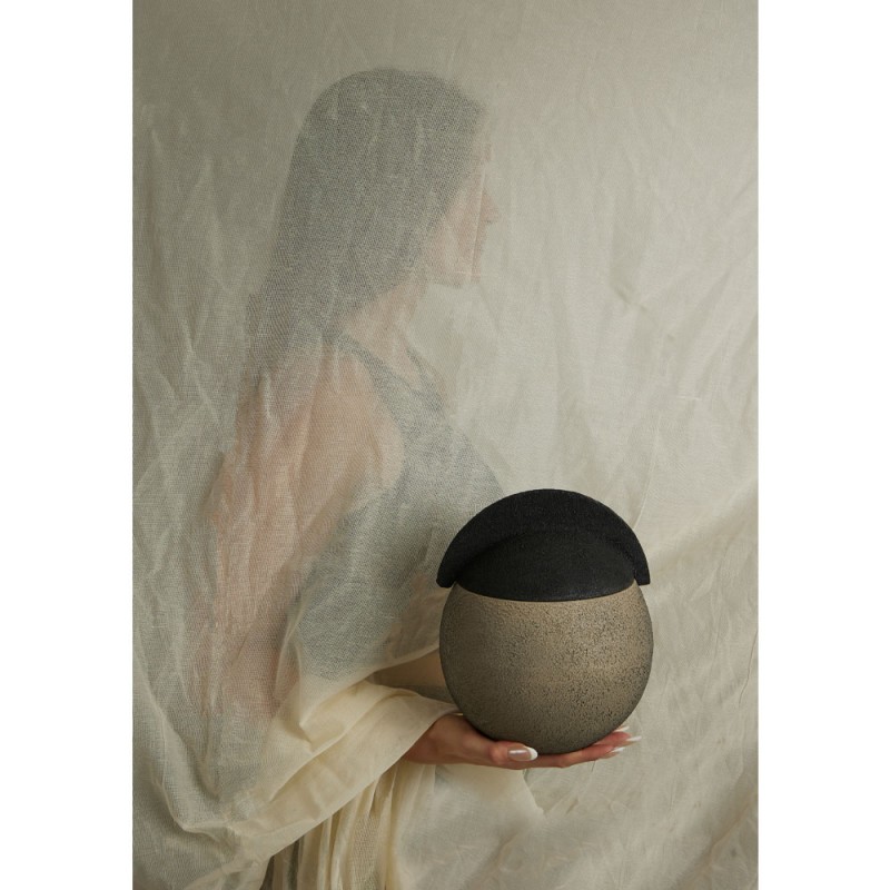 GRIZIO ΒΑΖΟ ΜΕ ΚΑΠΑΚΙ 20x20x24cm ΑΛΟΥΜΙΝΙΟ MUD TEXTURED ΜΑΥΡΟ TEXTURED