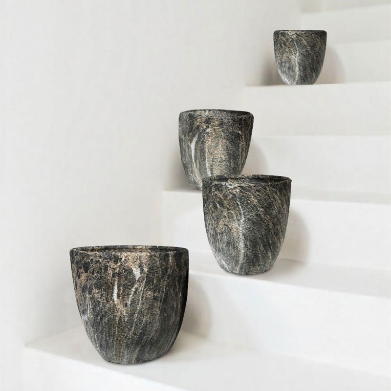 ROCKY ΓΛΑΣΤΡΑ ΣΕΤ 3ΤΜΧ 30x30x31cm ΚΕΡΑΜΙΚΟ ΑΝΘΡΑΚΙ ΜΠΕΖ