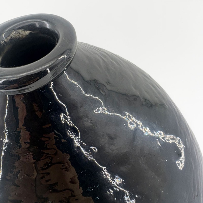 BOCAL ΒΑΖΟ 25x25x25cm ΓΥΑΛΙ ΜΑΥΡΟ