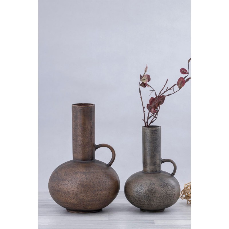 STEEL SHINE ΒΑΖΟ 18x18x27cm ΑΛΟΥΜΙΝΙΟ ΓΚΡΙ ΑΝΤΙΚΕ