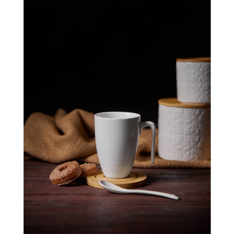 CURVE ΚΟΥΠΑ 22x22x8cm ΠΟΡΣΕΛΑΝΗ ΛΕΥΚΟ ΦΥΣΙΚΟ BAMBOO