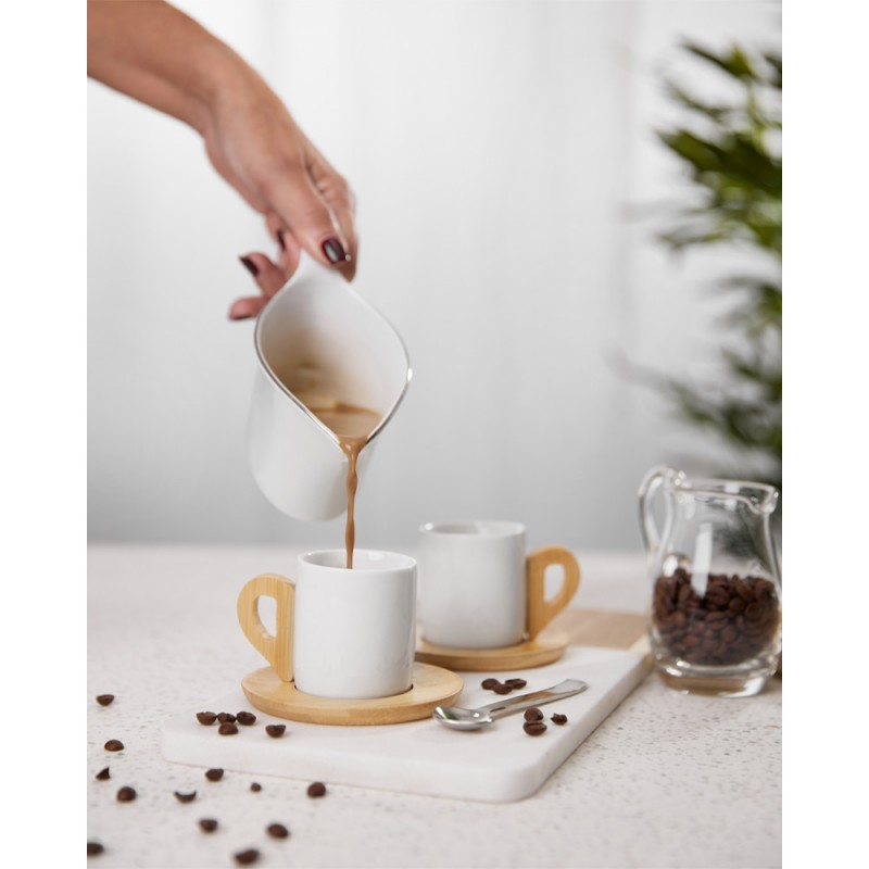 NORDIC ΚΟΥΠΑ ESPRESSO SET 6ΤΜΧ 29x21x7cm ΠΟΡΣΕΛΑΝΗ ΛΕΥΚΟ ΦΥΣΙΚΟ BAMBOO