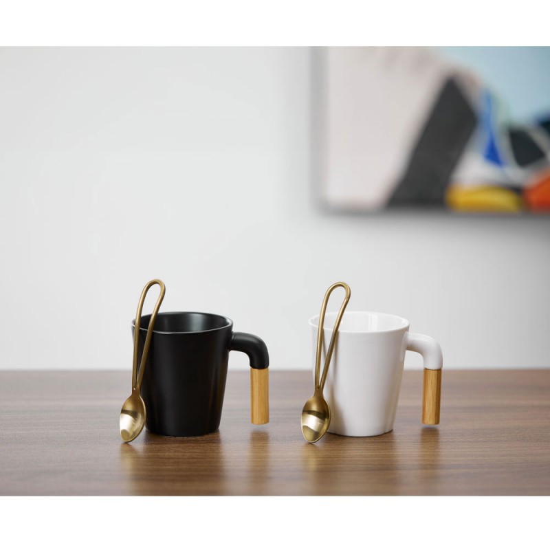 NORDIC ΚΟΥΠΑ SET 4ΤΜΧ 13x23x9cm ΠΟΡΣΕΛΑΝΗ ΜΑΥΡΟ ΦΥΣΙΚΟ BAMBOO