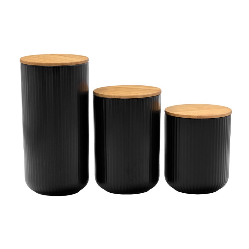 RIPPLE ΔΟΧΕΙΟ ΑΠΟΘΗΚΕΥΣΗΣ ΜΕ ΚΑΠΑΚΙ 10x10x12cm ΠΟΡΣΕΛΑΝΗ ΜΑΥΡΟ ΦΥΣΙΚΟ BAMBOO