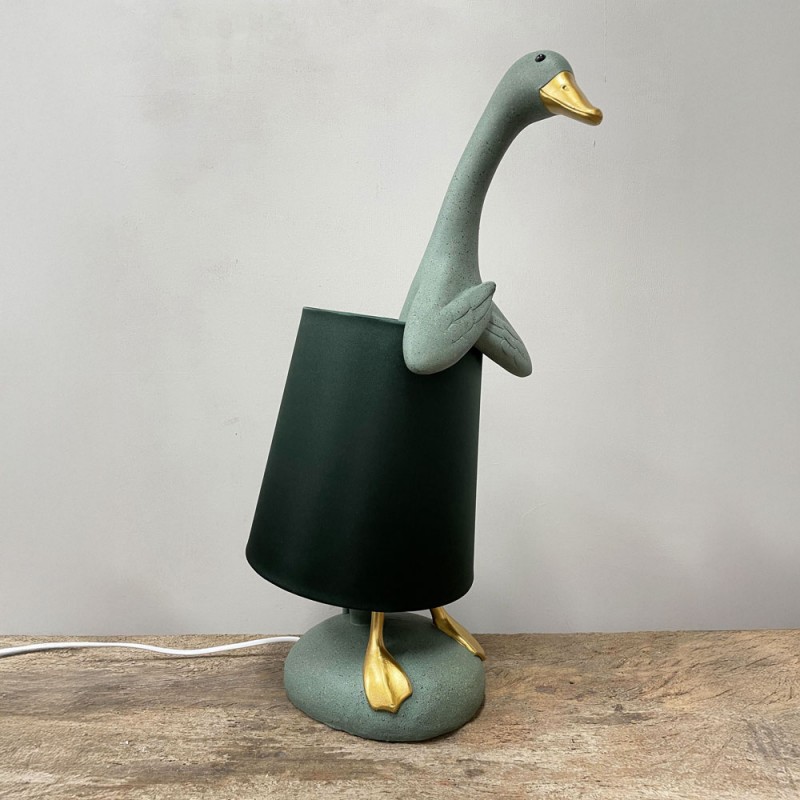 QUACK A ΦΩΤΙΣΤΙΚΟ ΕΠΙΤΡΑΠΕΖΙΟ 37x23x57.5cm POLYRESIN ΜΕΝΤΑ ΧΡΥΣΟ ΥΦΑΣΜΑ ΠΡΑΣΙΝΟ ΣΚΟΥΡΟ