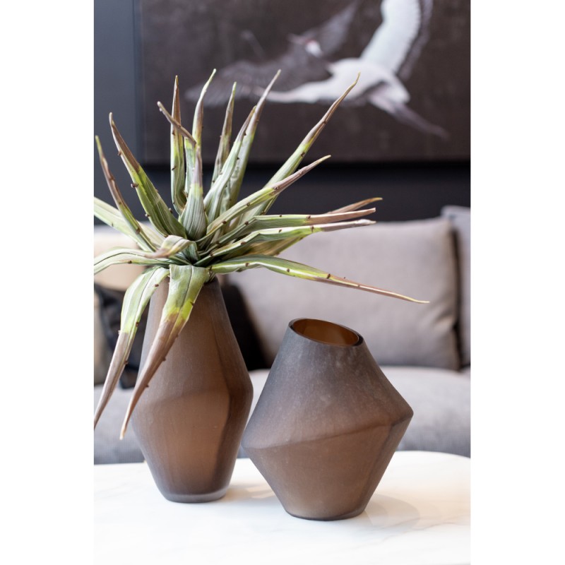 SAHARA ΒΑΖΟ 17x17x35cm ΓΥΑΛΙ ΜΠΕΖ