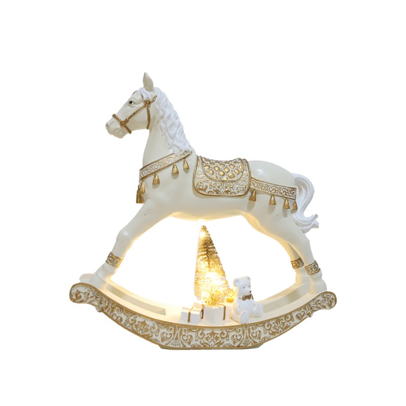 TINSEL ΧΡΙΣΤΟΥΓΕΝΝΙΑΤΙΚΟ ΔΙΑΚΟΣΜΗΤΙΚΟ ΚΟΥΝΙΣΤΟ ΑΛΟΓΟ 29.5x7x29.5cm POLYRESIN ΑΣΠΡΟ ΧΡΥΣΟ