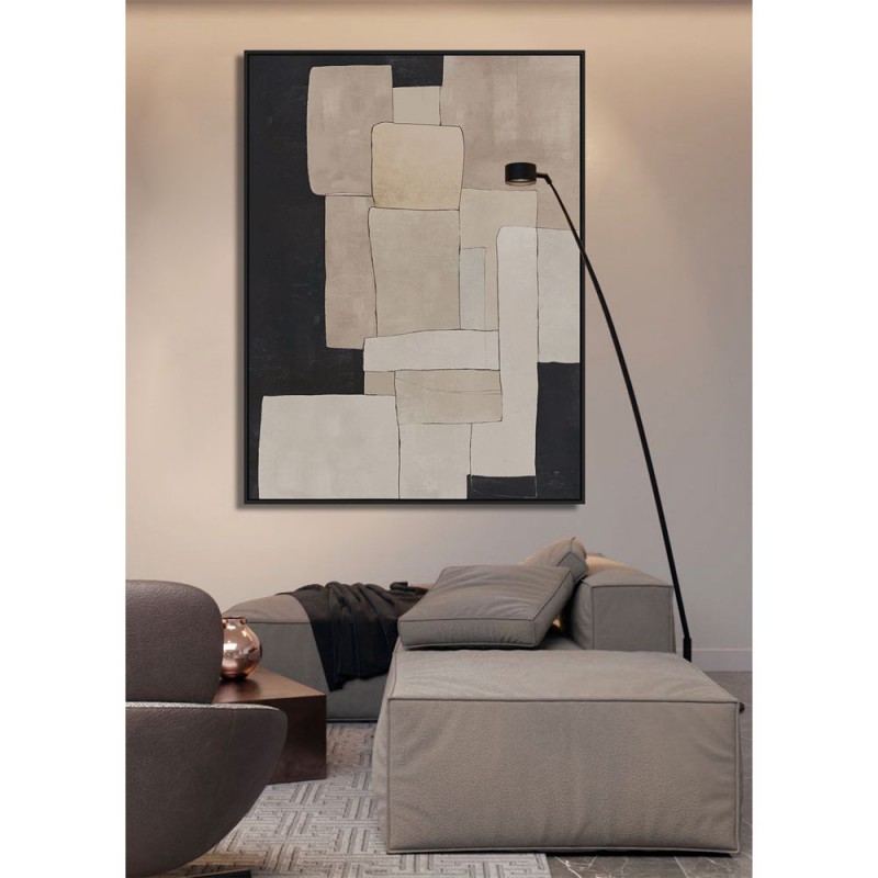 BEYOND THE VEIL ΠΙΝΑΚΑΣ ΔΙΑΚΟΣΜΗΤΙΚΟΣ ΜΕ ΚΟΡΝΙΖΑ 90x120x4cm ΚΑΜΒΑΣ ΜΠΕΖ ΜΑΥΡΟ PP