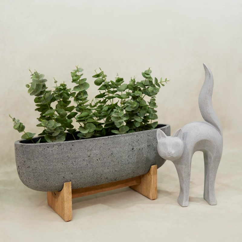 EUCALYPTUS ΦΥΤΟ ΤΕΧΝΗΤΟ ΣΕ ΓΛΑΣΤΡΑ 49cm POLYESTER ΠΡΑΣΙΝΟ PE/PP